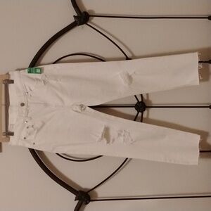 GAP Cheeky Straight High Rise Distressed Jeans White Size 26P NWT